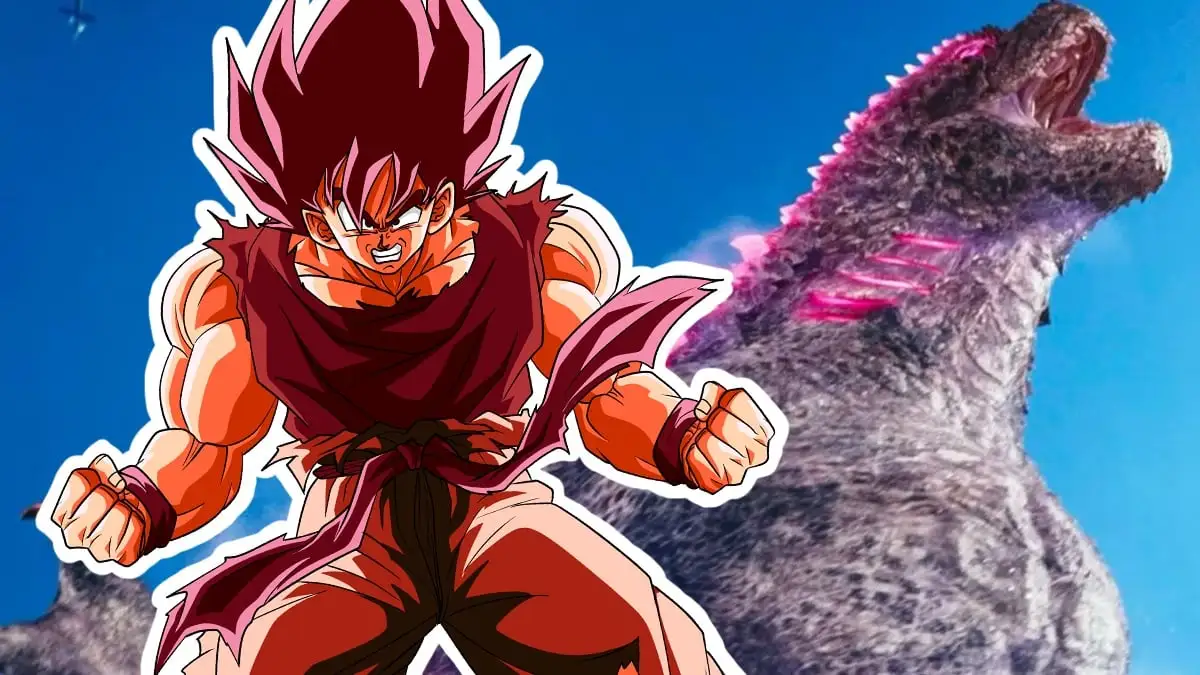 Visual rosa do Godzilla inspirado em Goku.