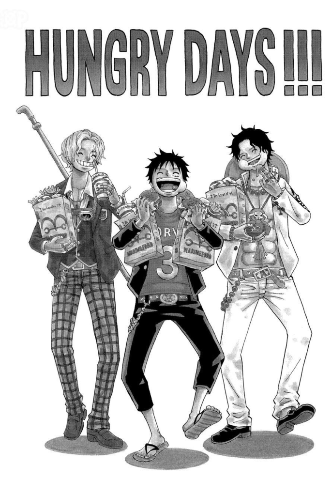 Sabo, Ace e Luffy em One Piece Hungry Days