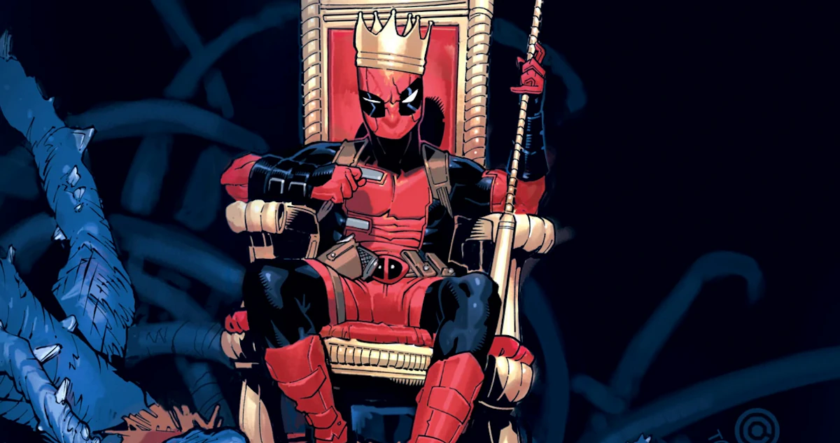 Deadpool, o mercenário tagarela, com seu traje vermelho e preto