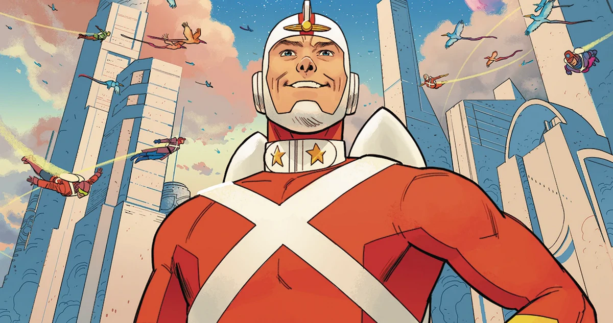 Adam Strange luta bravamente para defender o planeta Rann